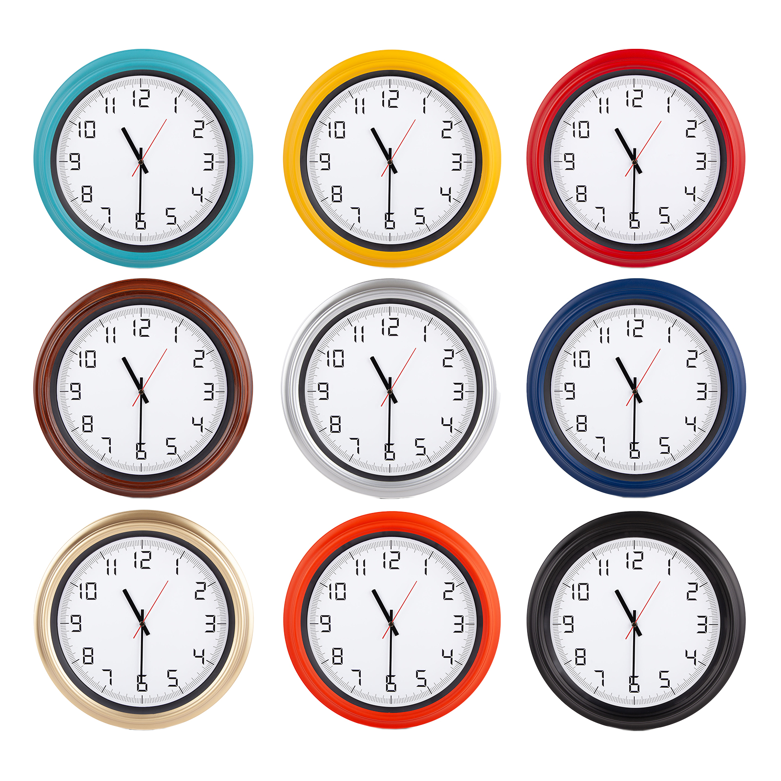 ATLAS AHŞAP-BEYAZ PLASTİK KASA DUVAR SAATİ (380MM)