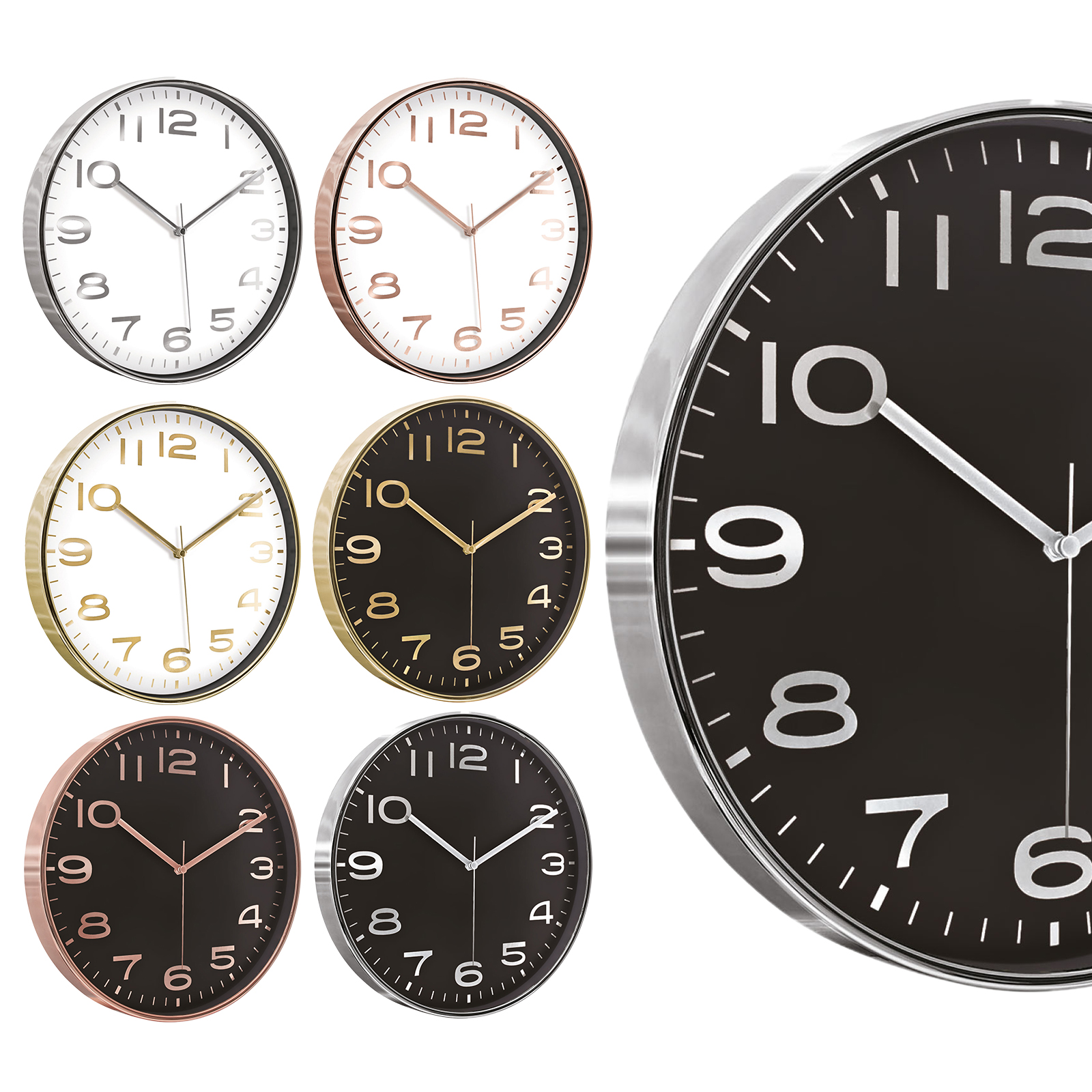 HADES406 BEYAZ-BAKIR METALİZE ÇERÇEVE DUVAR SAATİ(380 MM)