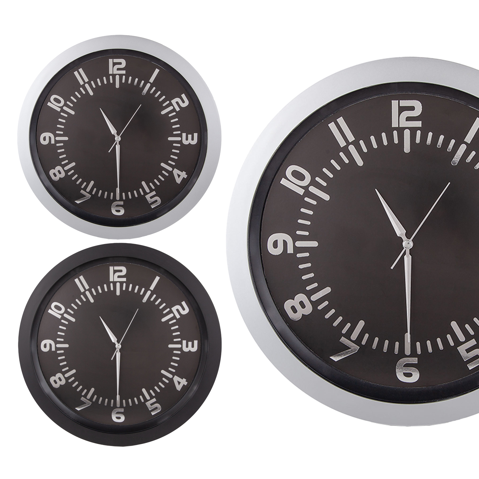 POSEIDON GÜMÜŞ PLASTİK KASA DUVAR SAATİ 350MM