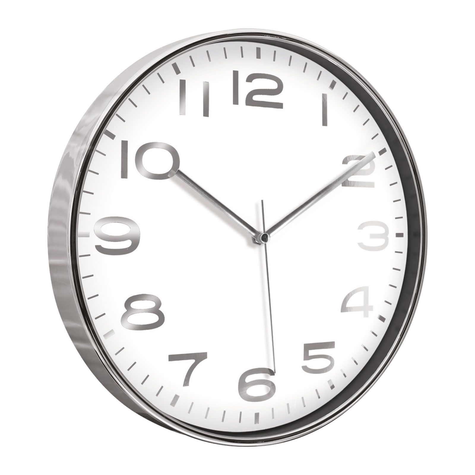 HADES406 BEYAZ-GÜMÜŞ METALİZE ÇERÇEVE DUVAR SAATİ(380 MM)